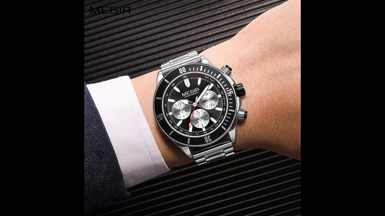 MEGIR Men Watch with Chronograph Fashion Quartz Military Waterproof Calendar Business Casual Wristwatches Clock Montre Homme 2226-14