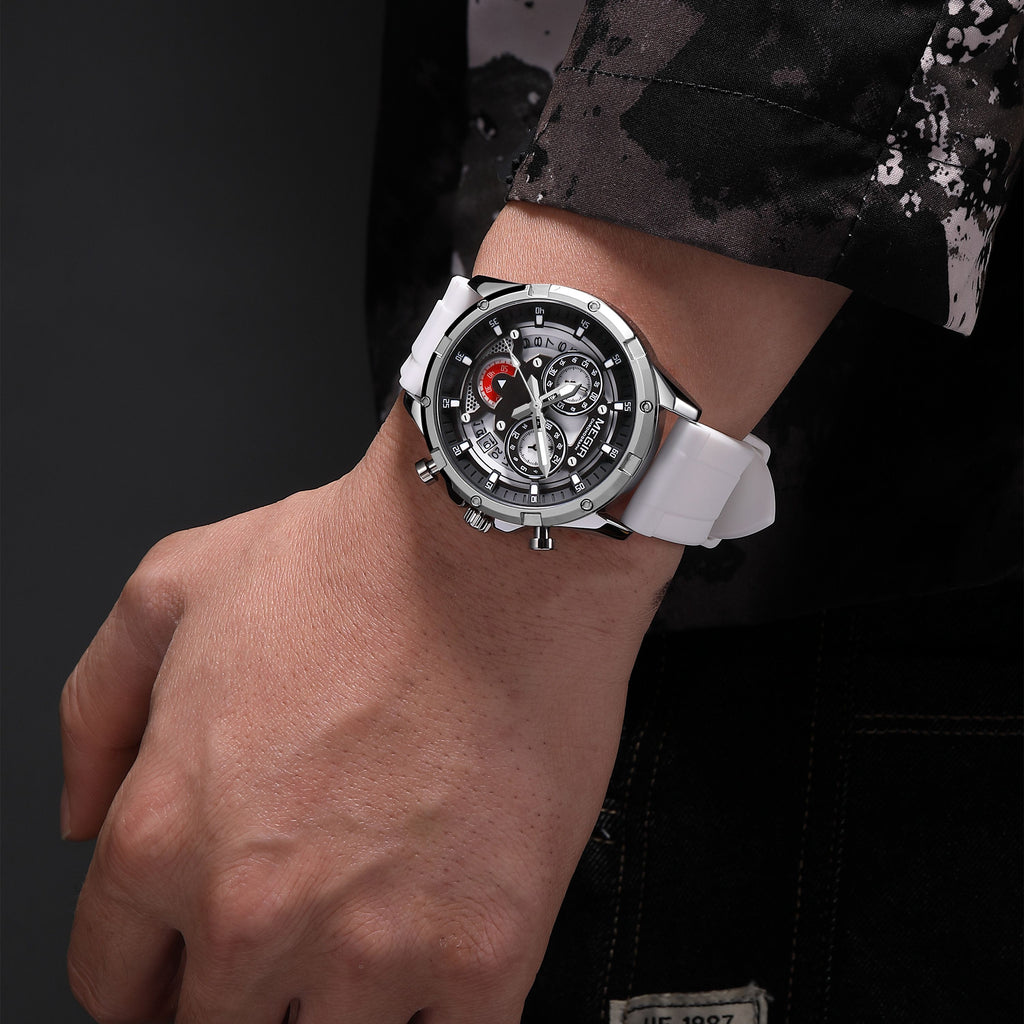 MEGIR Men's Sport Watches Silicone Strap Military Quartz Chronograph Waterproof Luminous Wristwatch 24-hour Auto Date Reloj Hombre 2248-2