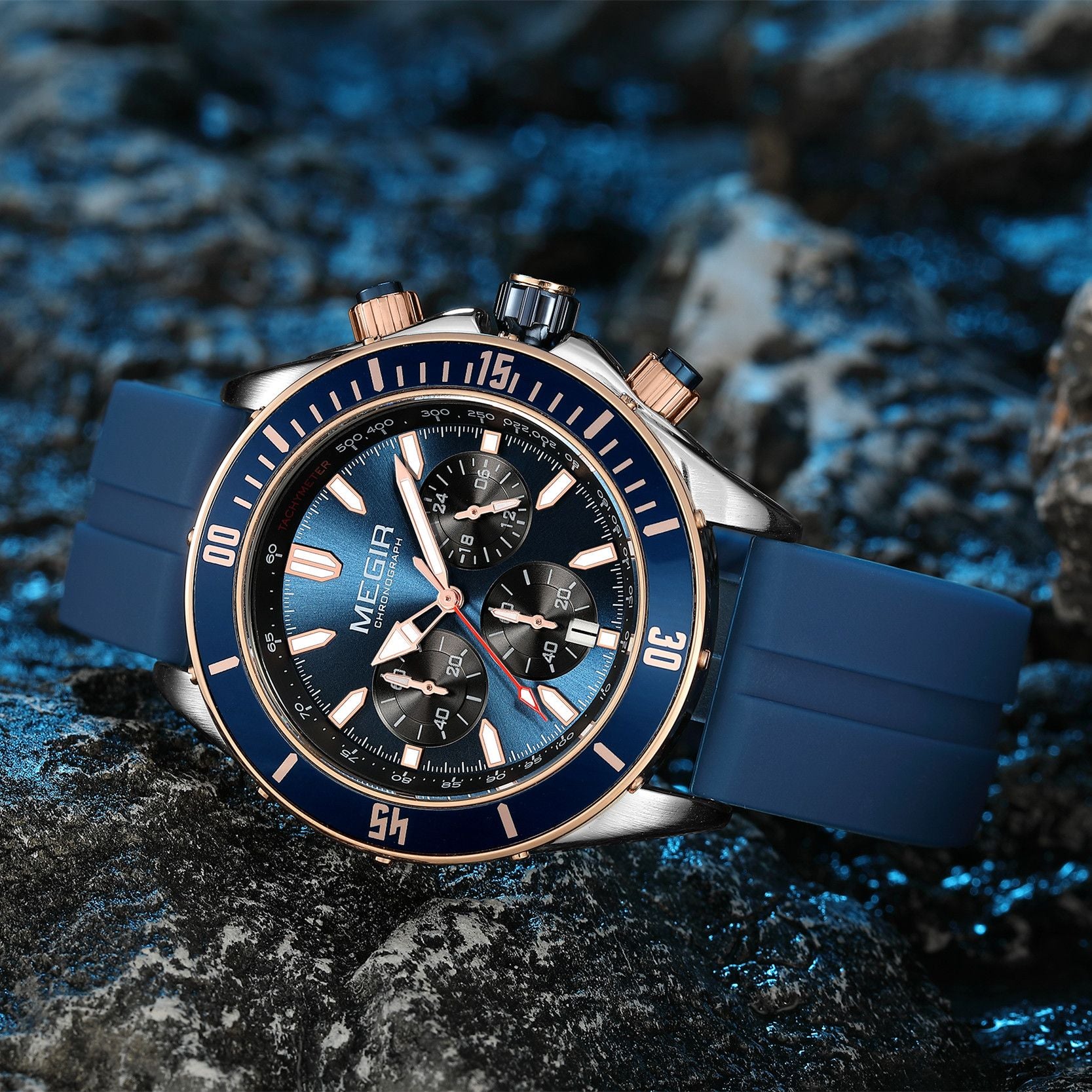 MEGIR Men Watch with Chronograph Fashion Quartz Military Waterproof Calendar Business Casual Wristwatches Clock Montre Homme 2226-3