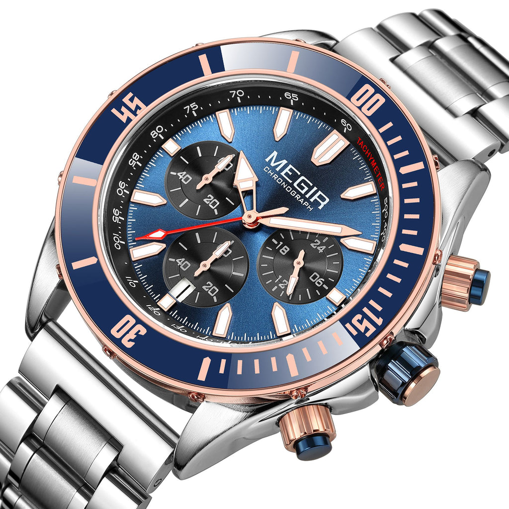 MEGIR Men Watch with Chronograph Fashion Quartz Military Waterproof Calendar Business Casual Wristwatches Clock Montre Homme 2226-12
