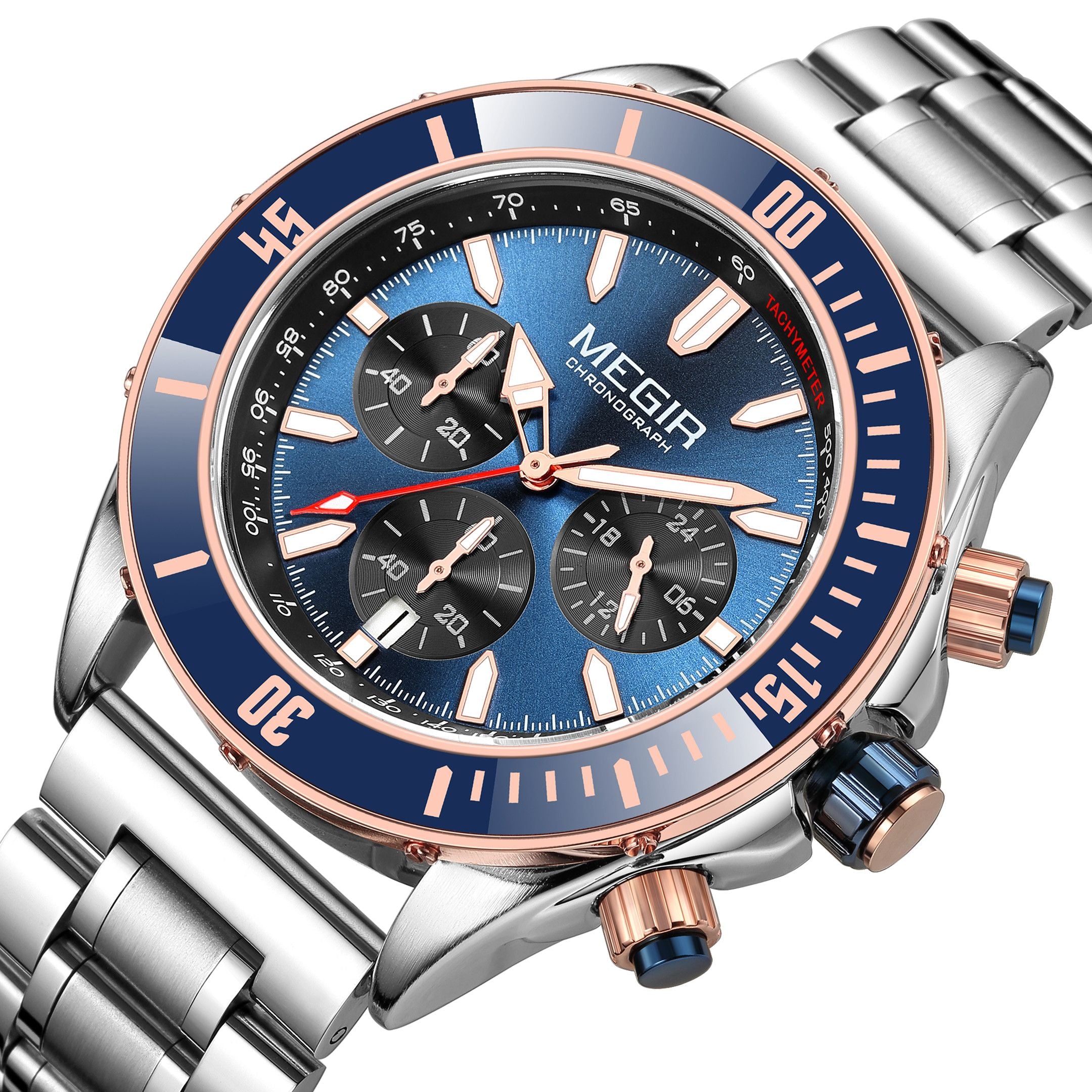 MEGIR Men Watch with Chronograph Fashion Quartz Military Waterproof Calendar Business Casual Wristwatches Clock Montre Homme 2226-12