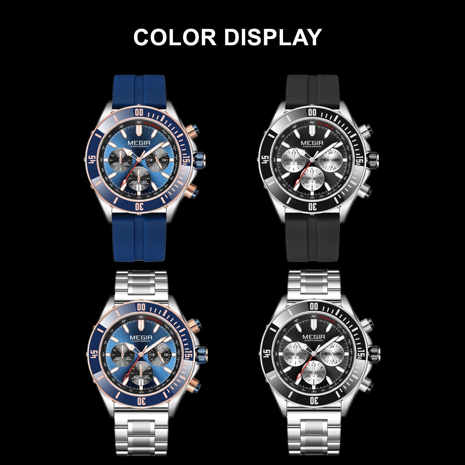 MEGIR Men Watch with Chronograph Fashion Quartz Military Waterproof Calendar Business Casual Wristwatches Clock Montre Homme 2226-4